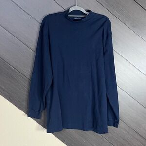 John‎ Ashford Men's Mock Neck Long Sleeve Shirt XXL Navy 100% Cotton Casual